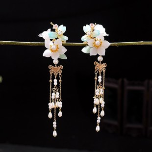 古装夹子头饰古风发夹儿童饰品汉服配饰女童发饰步摇流苏对夹发簪