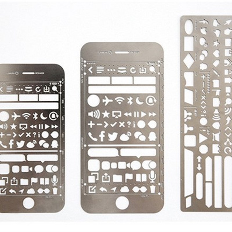 镂空万用多功能尺子模板手账笔记本尺diy日记图形直尺手账黄铜尺