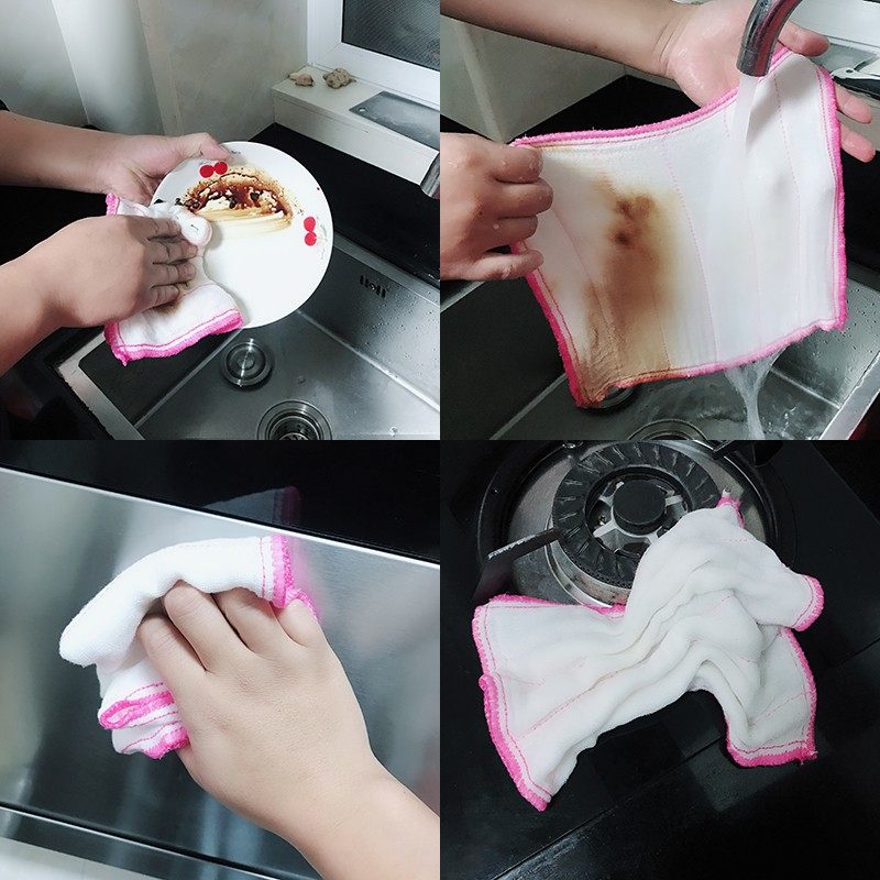洗碗布清洁巾不沾油吸水不掉毛加厚全棉纱抹布厨房家用桌子百洁布