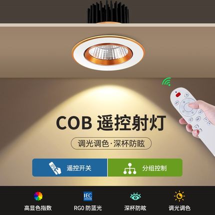 调光调色射灯led智能遥控筒灯嵌入式可调亮度酒店客厅卧室天花灯