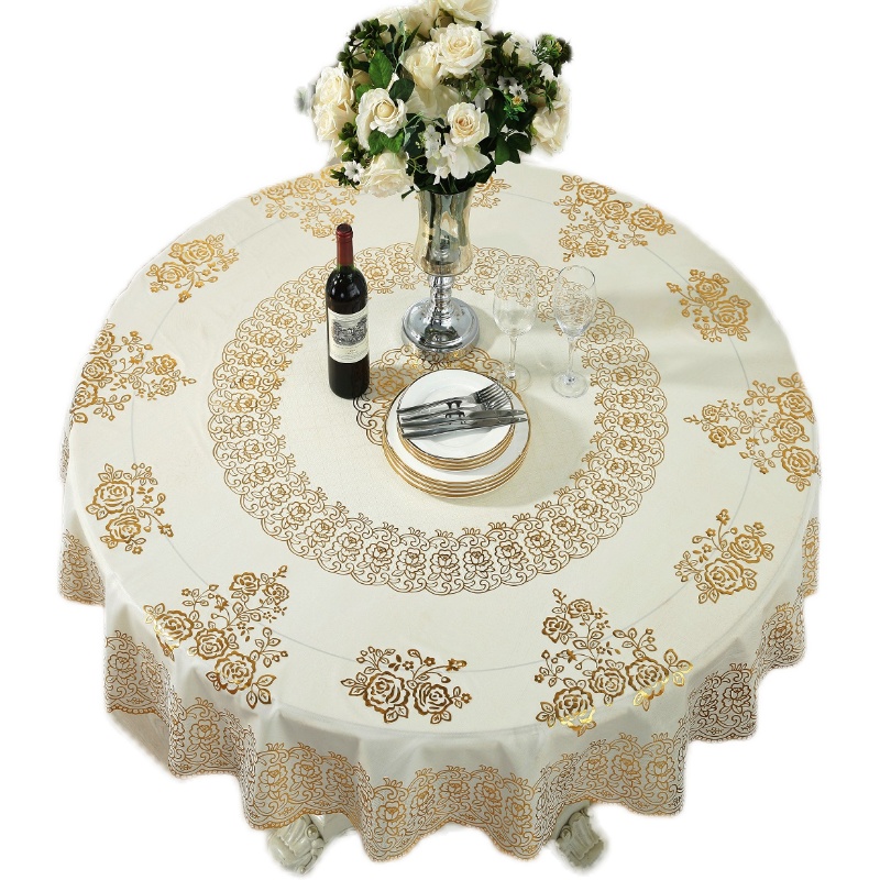 大圆形PVC酒店餐桌布塑料防水防油防烫防尘免洗台布大圆桌布