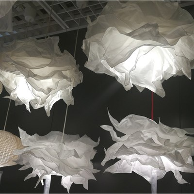 国内购北欧克鲁宁吊灯罩创意卧室餐厅灯纸质简约民宿装饰云朵灯罩