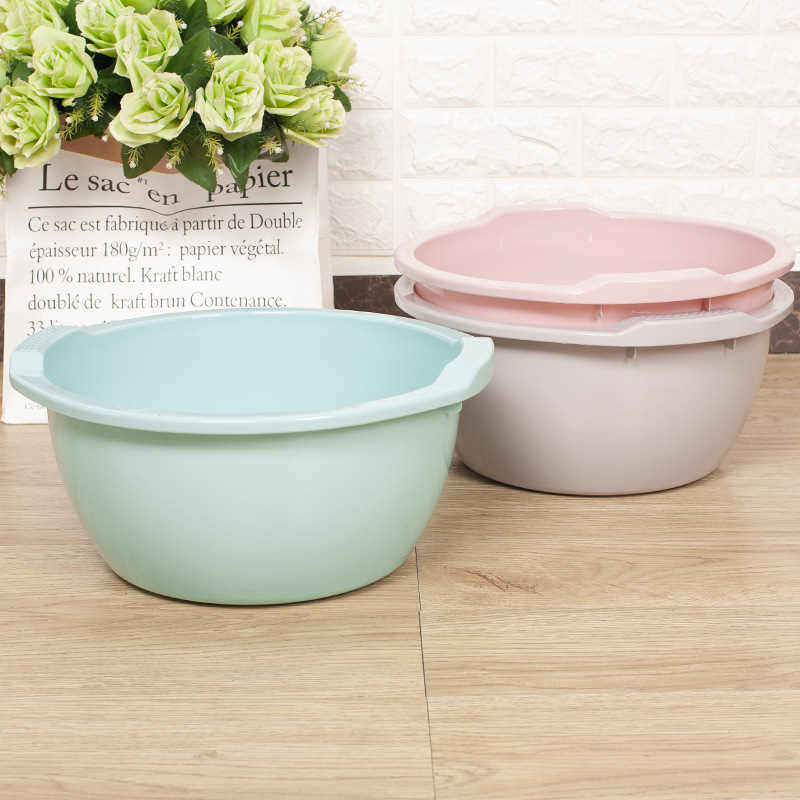 加厚加深双耳洗脸盆洗菜盆英派洗刷盆韩式加高洗衣盆宽手柄塑料