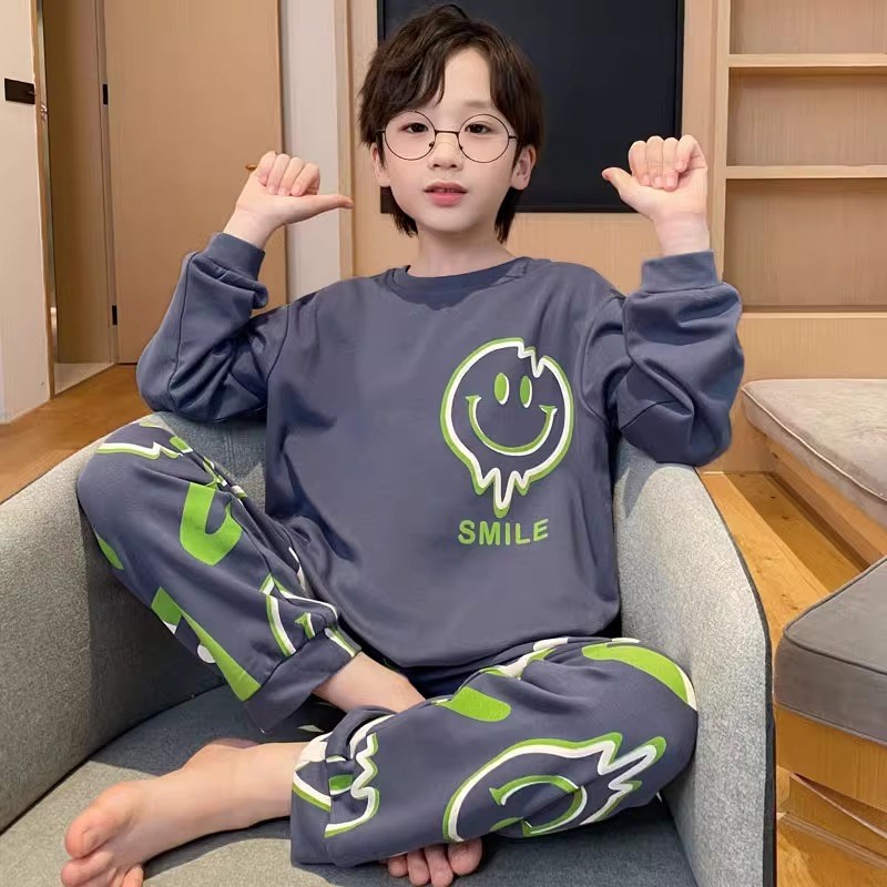 儿童睡衣男童春秋季纯棉薄款长袖男孩全棉大童卡通动漫家居服套装
