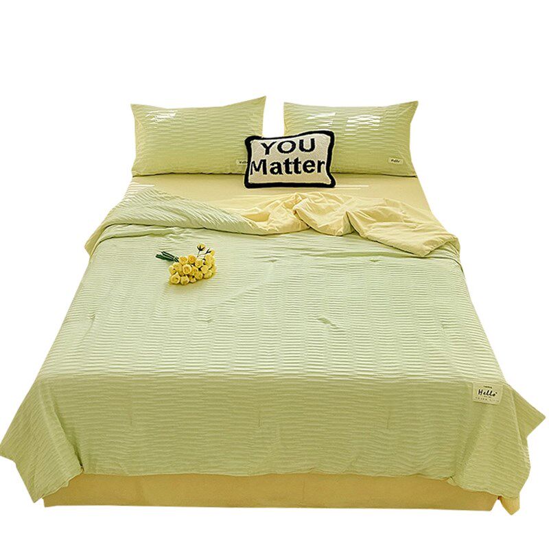 泡泡纱全棉水洗棉薄被夏被纯棉夏凉被四件套空调被夏季可机洗被子