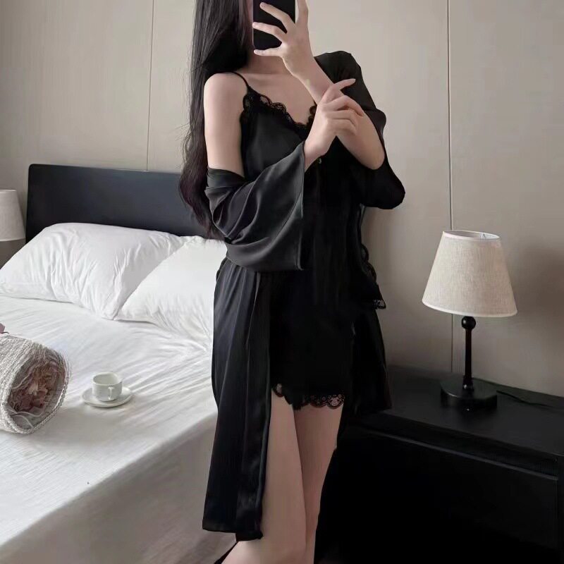 睡衣女款2026新款套装带胸垫小胸夏季冰丝性感吊带睡衣