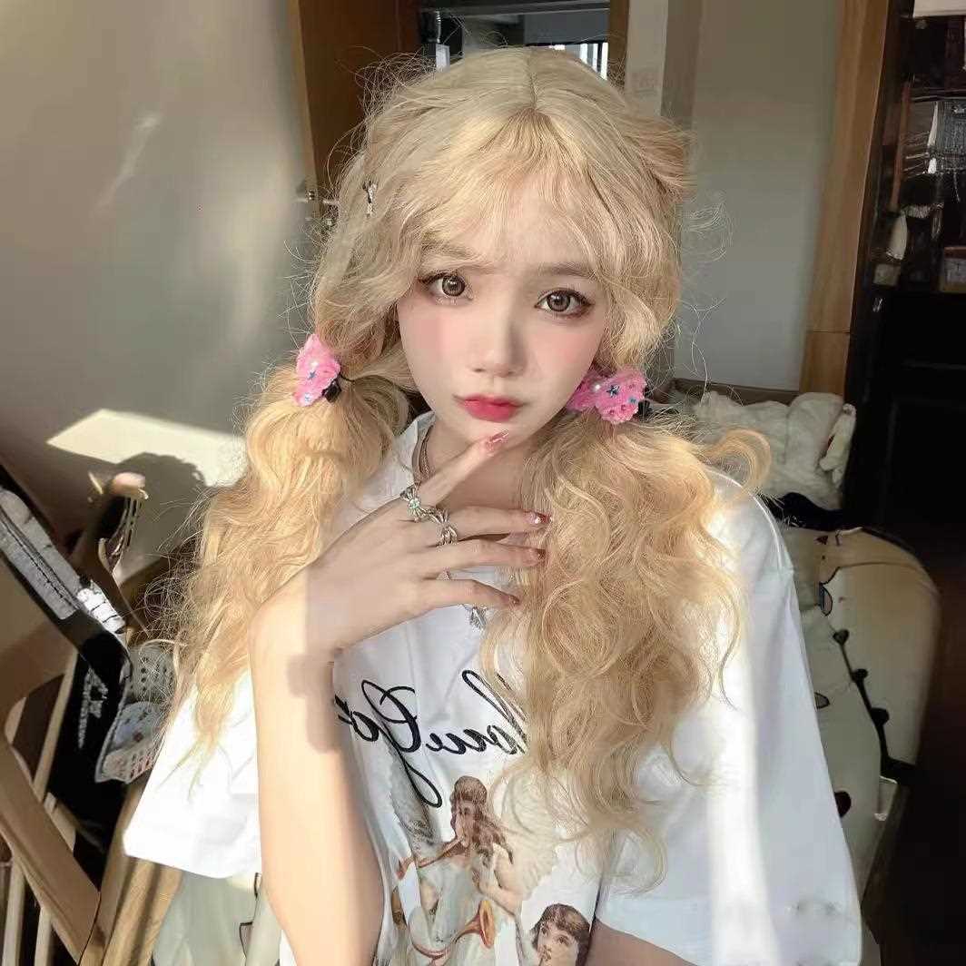 新款直销假发女长发羊毛卷甜美可爱白金色长卷发玉米烫时尚新款全