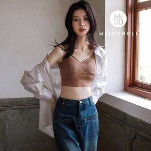 新款 无痕无钢圈 直销2022夏季 极简风冰丝裸感防走光聚拢文胸一体式