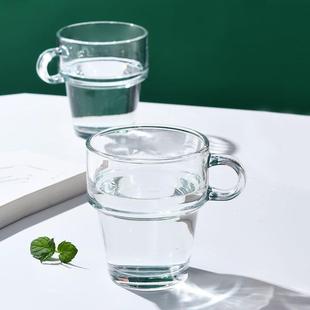 直销小耳朵把杯冰美式 新款 玻璃杯冷饮果汁马克杯早餐拿铁黑咖啡杯