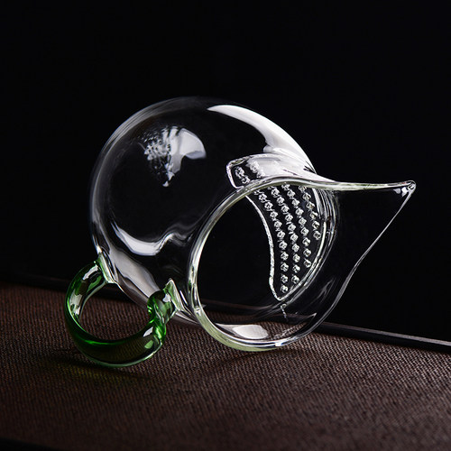 伍真 加厚玻璃月牙公道杯茶漏一体大容量带滤网分茶器耐热泡茶杯