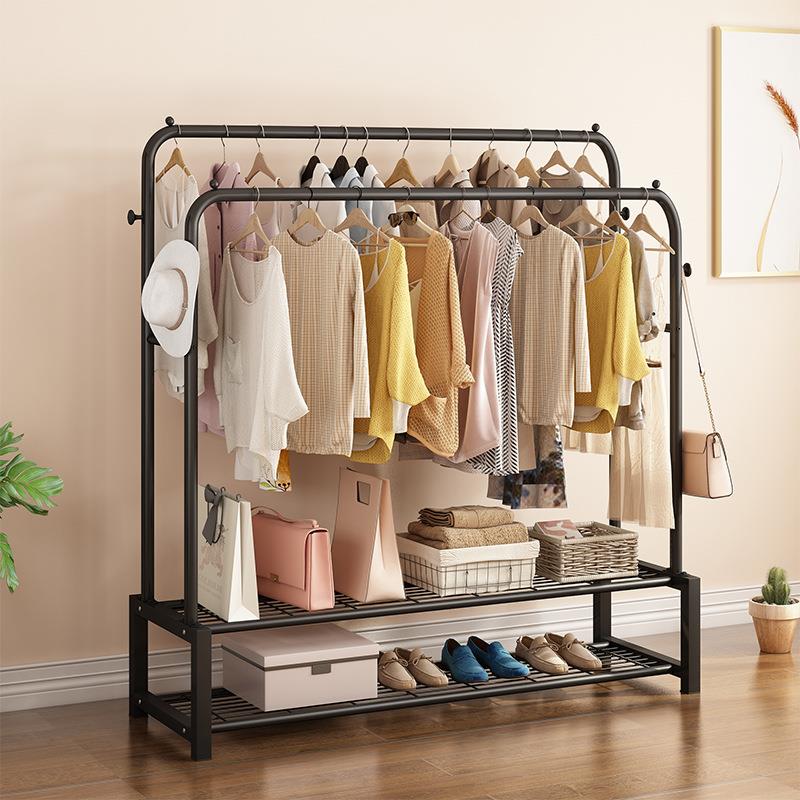 双杆晾衣架落地立式收纳晒衣架卧室挂衣架简易凉衣服架子韩式衣架