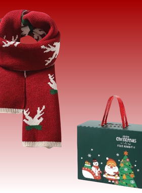 freerabbit II圣诞红色小鹿保暖加长亲肤感围脖本命年围巾情侣款