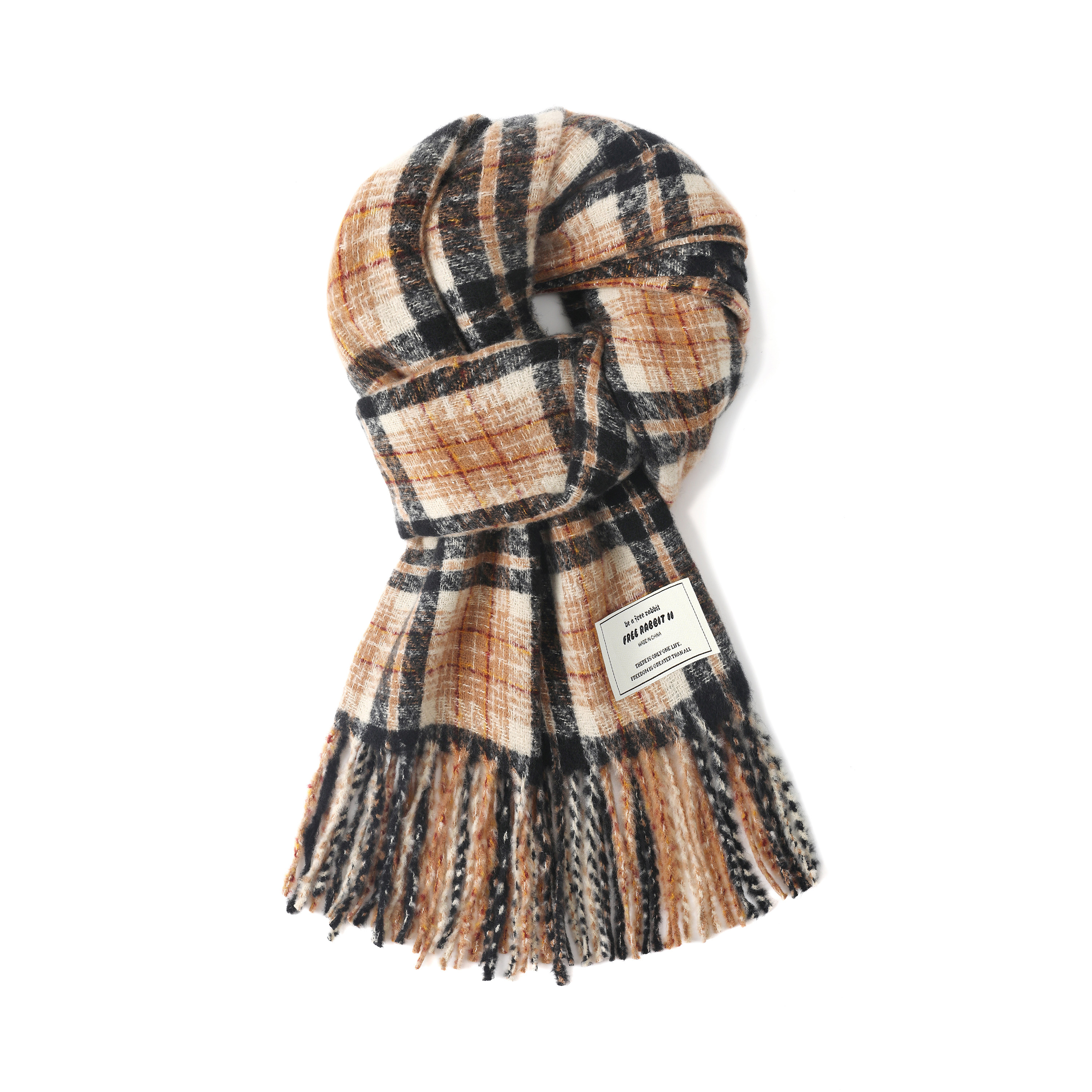 FREE RABBITⅡ  韩系氛围感格子两用披肩围脖复古保暖防寒围巾