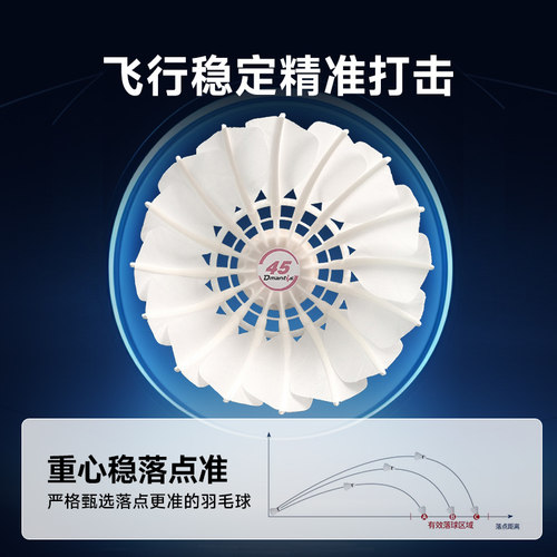 迪马斯三段式羽毛球D45口粮球飞行稳16白鹅毛耐用薛松主推款训练