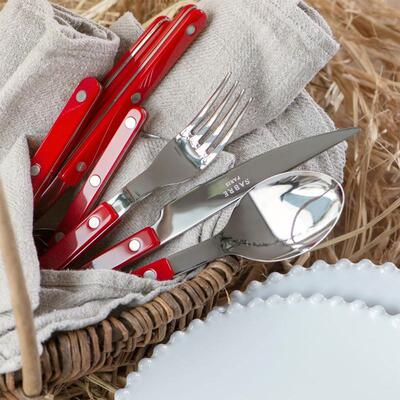 法国Sabre Paris轻奢小酒馆红色不锈钢牛排西餐具刀叉勺套装家用