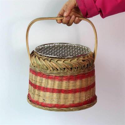 。竹编烤火笼老式烘笼薰衣罩炕衣笼农村老人手提取暖烧炭怀炉烤火