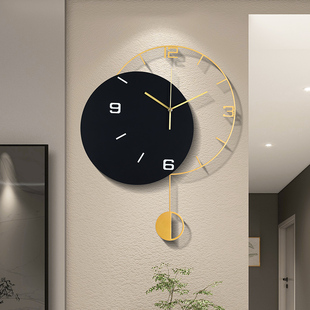 饰家用 免打孔时钟背景墙高端大气装 挂钟钟表客厅2025新款 创意时尚