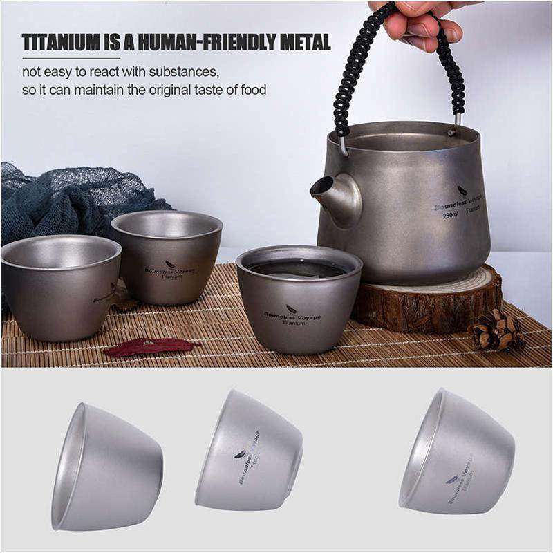 必唯纯钛茶杯双层40ml小酒杯230ml钛茶壶带茶漏精致泡茶器小户外,户外/登山/野营/旅行用品,水杯,淘宝优惠券,粉丝福利购,淘宝优惠卷