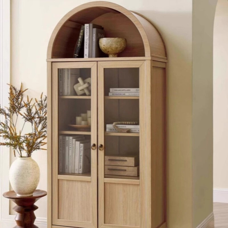 美式乡村实木书柜简约书架法式轻奢儿童房多层书橱家具全实木储物