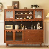 北欧实木餐边柜家用小户型靠墙多功能茶水柜客厅复古收纳储物酒柜