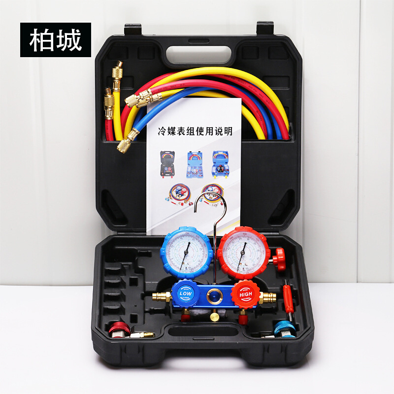 汽车空调加氟压力雪中表 R134a r22a r410a冷媒压力双表阀表组