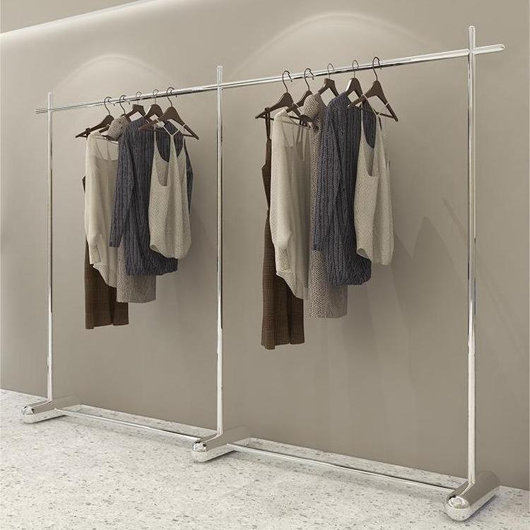 服装店展示架落地式挂衣架女装店不锈钢中岛架上墙陈列架直播货架