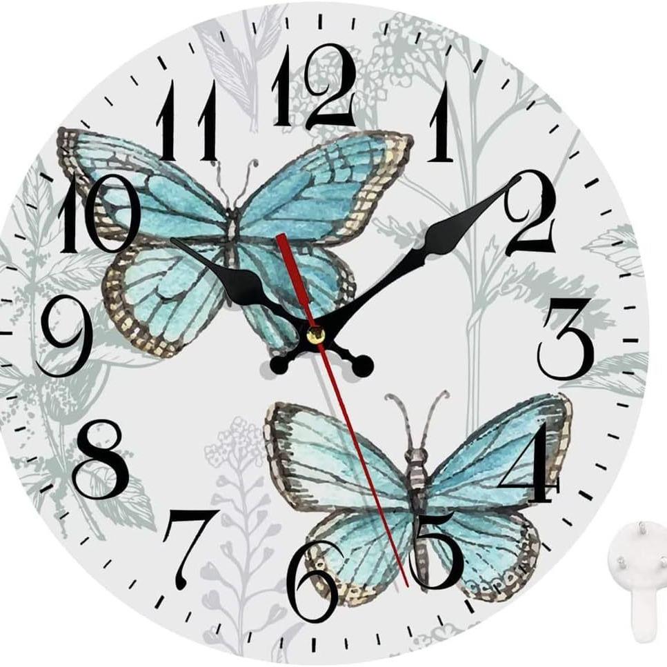 无框蝴蝶动物挂钟密度板时钟客厅餐厅装饰钟表扫秒静音时钟