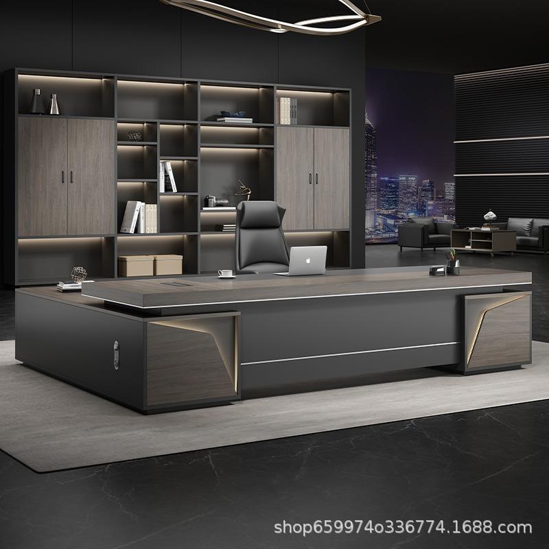 简约现代老板桌椅组合经理总裁桌大班台双侧柜加厚办公桌电脑桌子