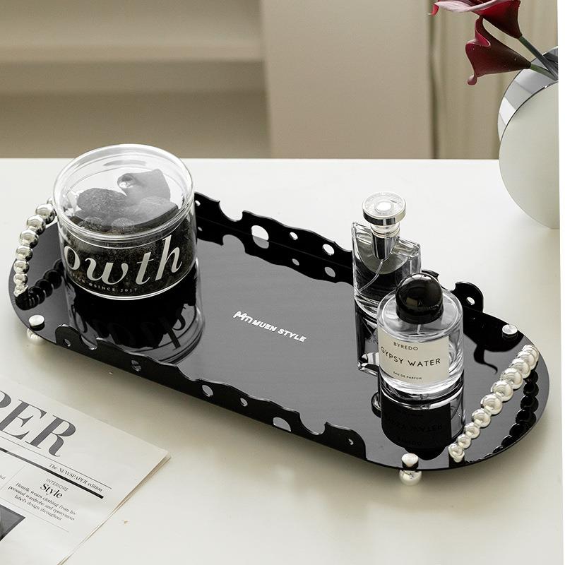 香薰托盘美容院客厅茶几茶盘水杯子长方形椭圆托盘家用首饰收纳盘