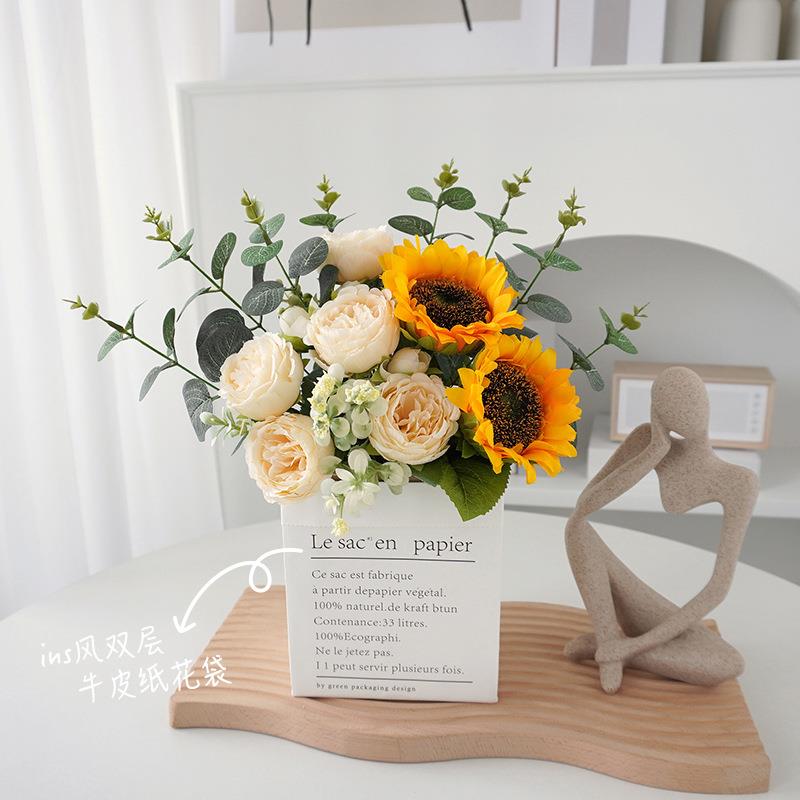 ins向日葵仿真花假花摆件客厅餐桌花艺装饰摆设干花花束摄影道具