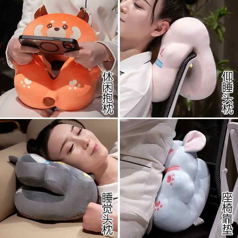 午睡枕小学生趴睡枕办公室腰靠靠垫午睡枕两用学生中午趴桌子睡觉图片