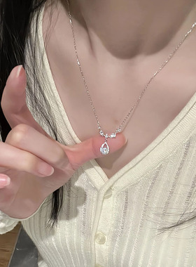 银色项链女超闪轻奢小众