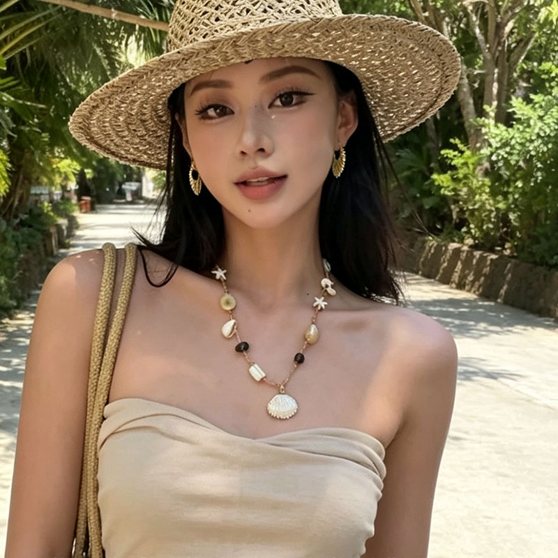 夏日海岛海边度假风贝壳海星项链女款2026新款高级感锁骨链配饰