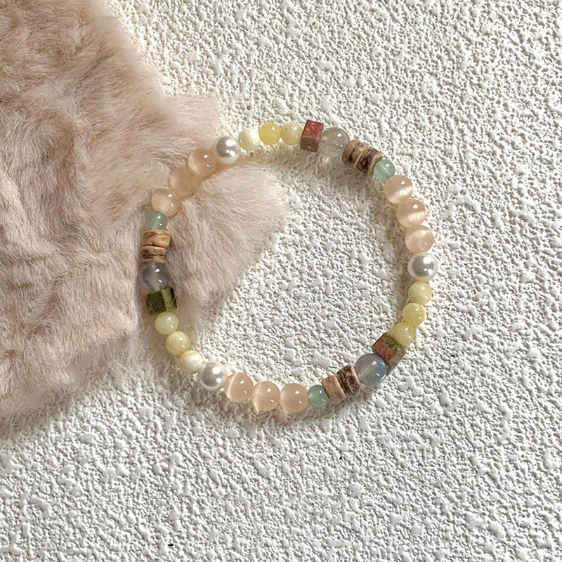 仿猫眼石椰壳串珠手链