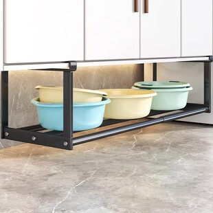 盆子收纳架浴室柜下悬挂脸盆架卫生间伸缩洗脸盆置物架子挂盆神器