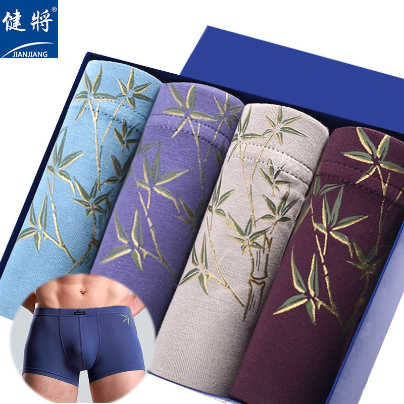 健将男士内裤4条装平角裤宽边中腰透气竹纤维青年性感四角短裤衩,女士内衣/男士内衣/家居服,男平角内裤,淘宝优惠券,粉丝福利购,淘宝优惠卷