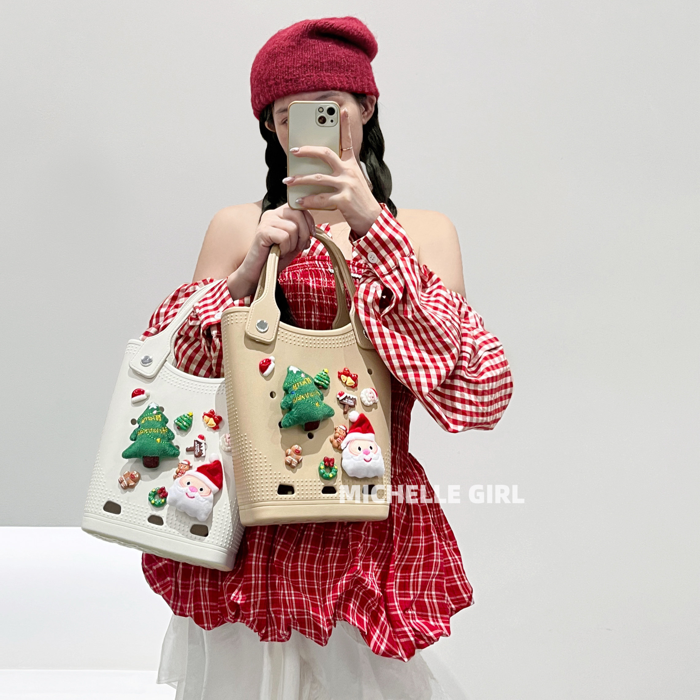 Michelle Girl圣诞礼物EVA收纳袋包包超轻耐脏防水易清洗小众女包