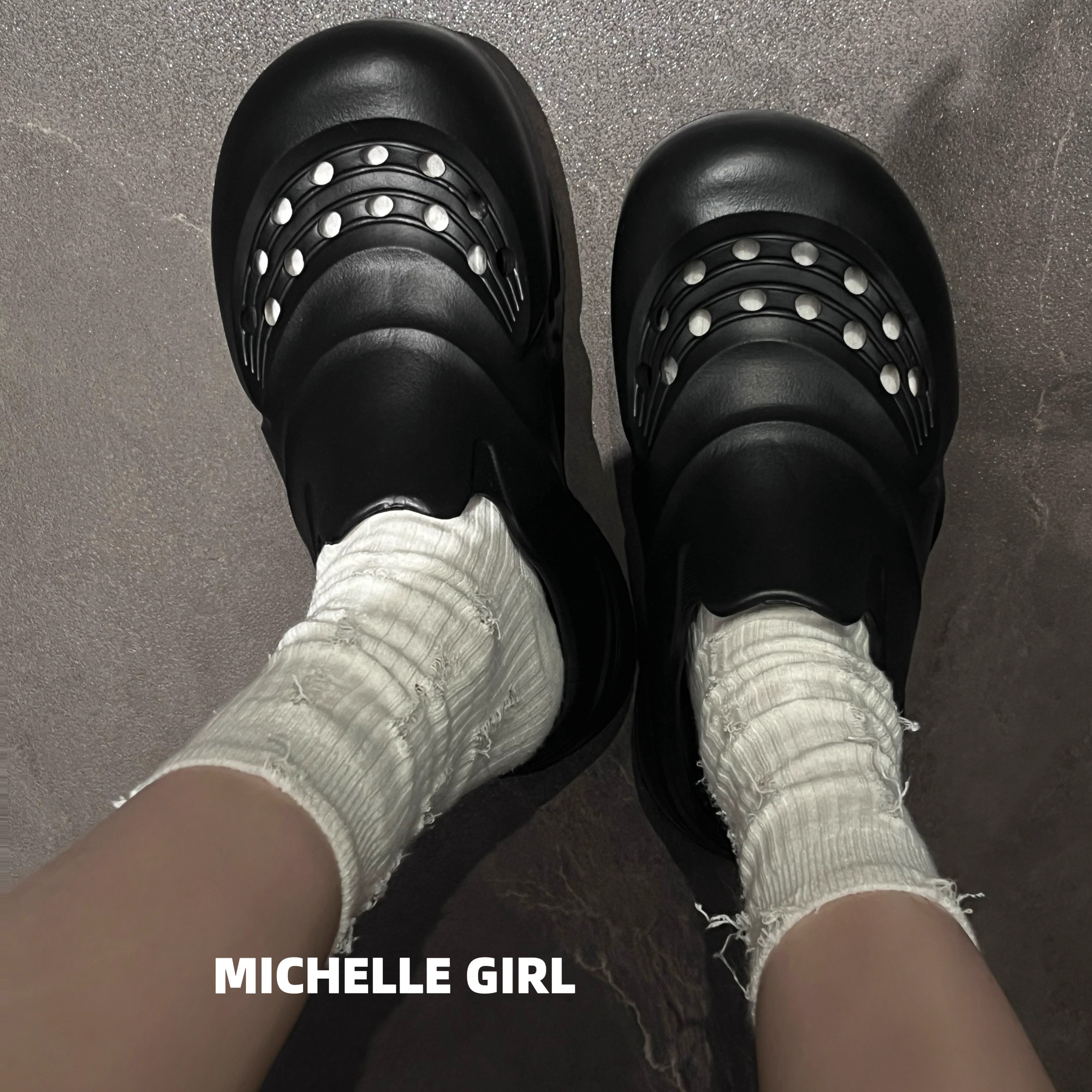 MG潮人美式拉妹踩屎感厚底包头拖