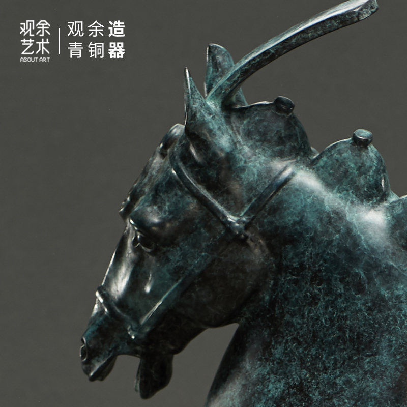 观余 精品纯青铜唐马雕塑办公室客厅摆件家居饰品礼品 马踏祥云