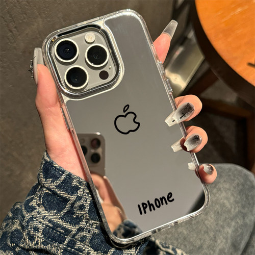 新款iPhone17手机壳镜面补妆16promax带镜子15pro适用苹果14女华为pura80简约mate60pro电镀xsmax防摔保护套