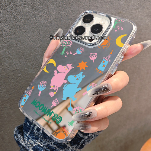 姆明moomin80周年苹果17手机壳镜面opporeno16日系卡通findx9pro适用小米14简约华为mate80可爱女款15promax