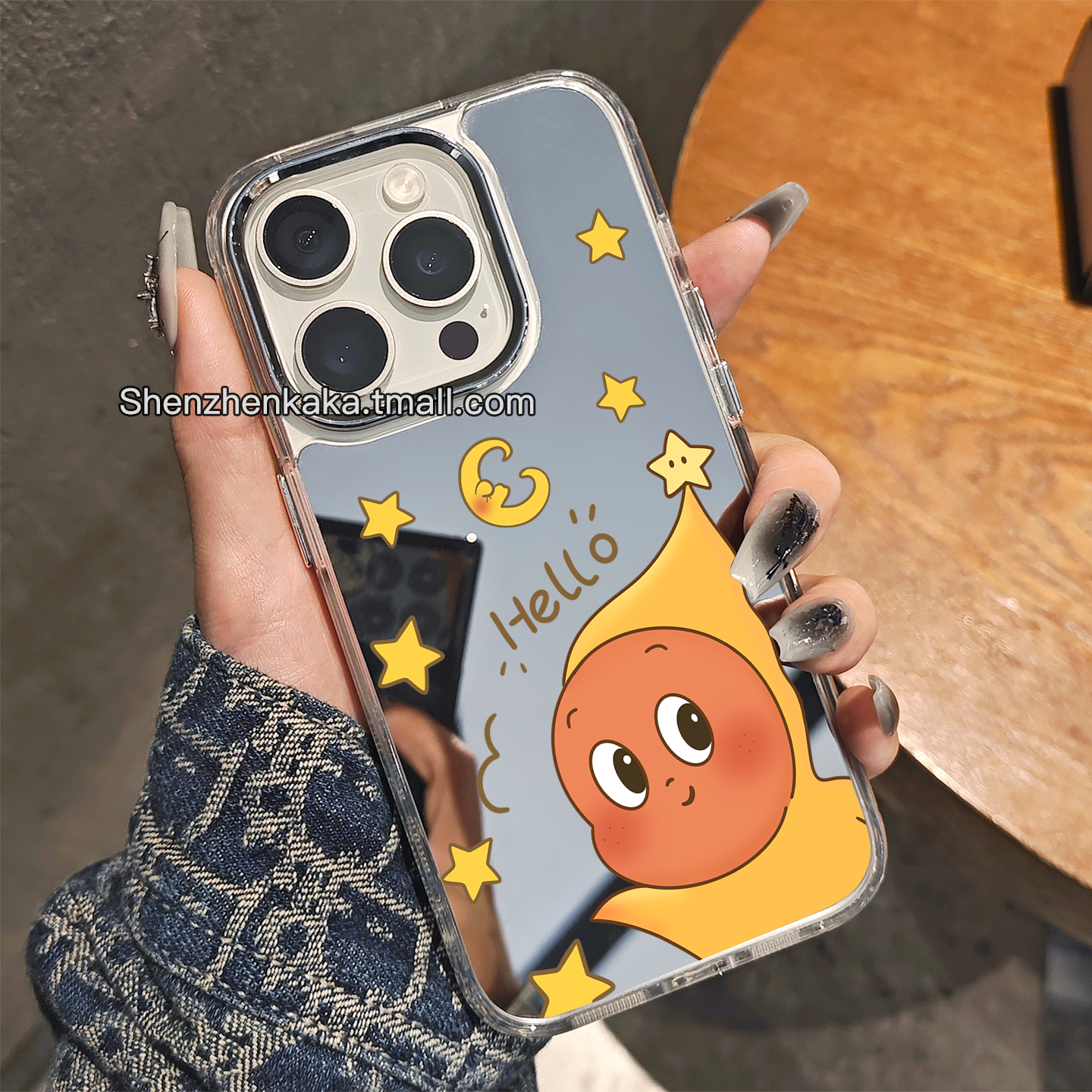 星星人手机壳带镜子16promax苹果17潮玩周边适用小米15华为pura80/nova13卡通可爱opporeno14少女风vivox200