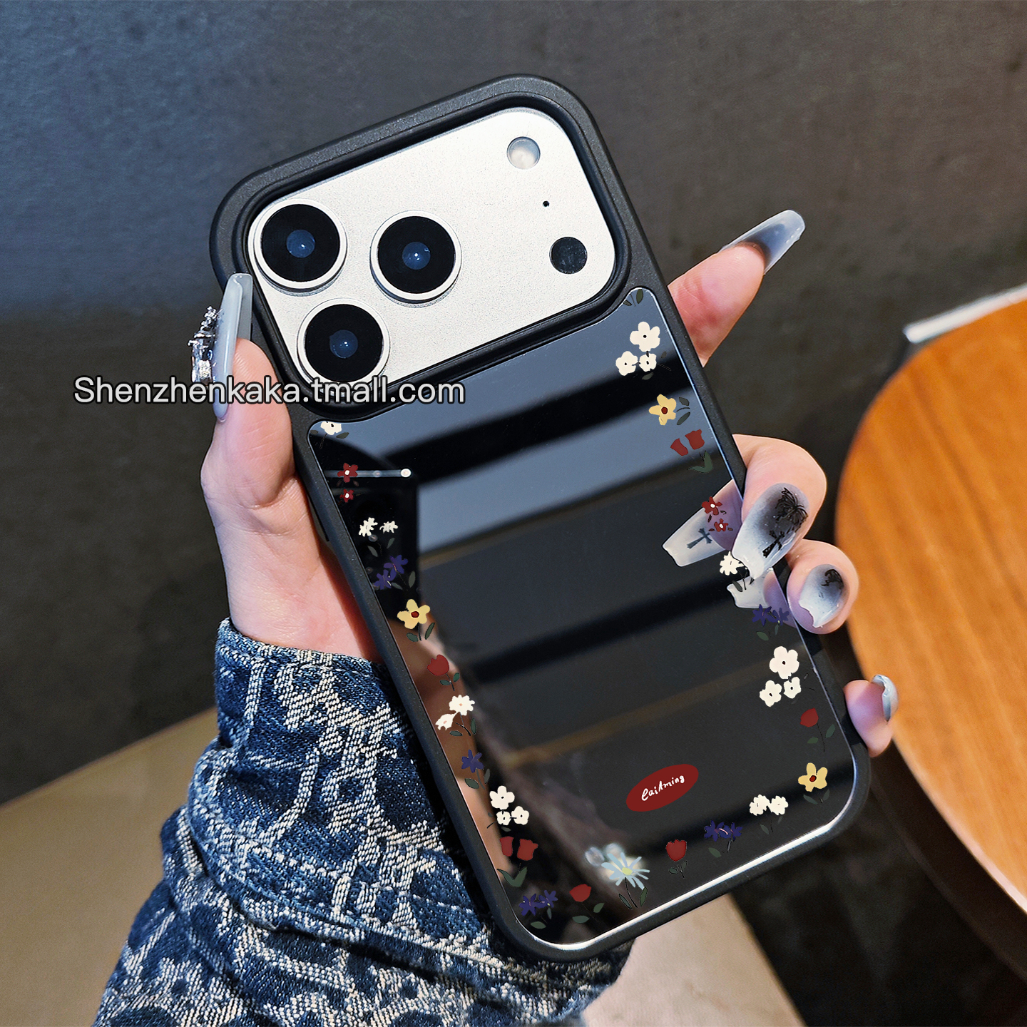 ins带镜子17promax手机壳Magsafe磁吸适用iphone16简约高级15plus独特好看苹果13小众碎花少女风14promax防摔