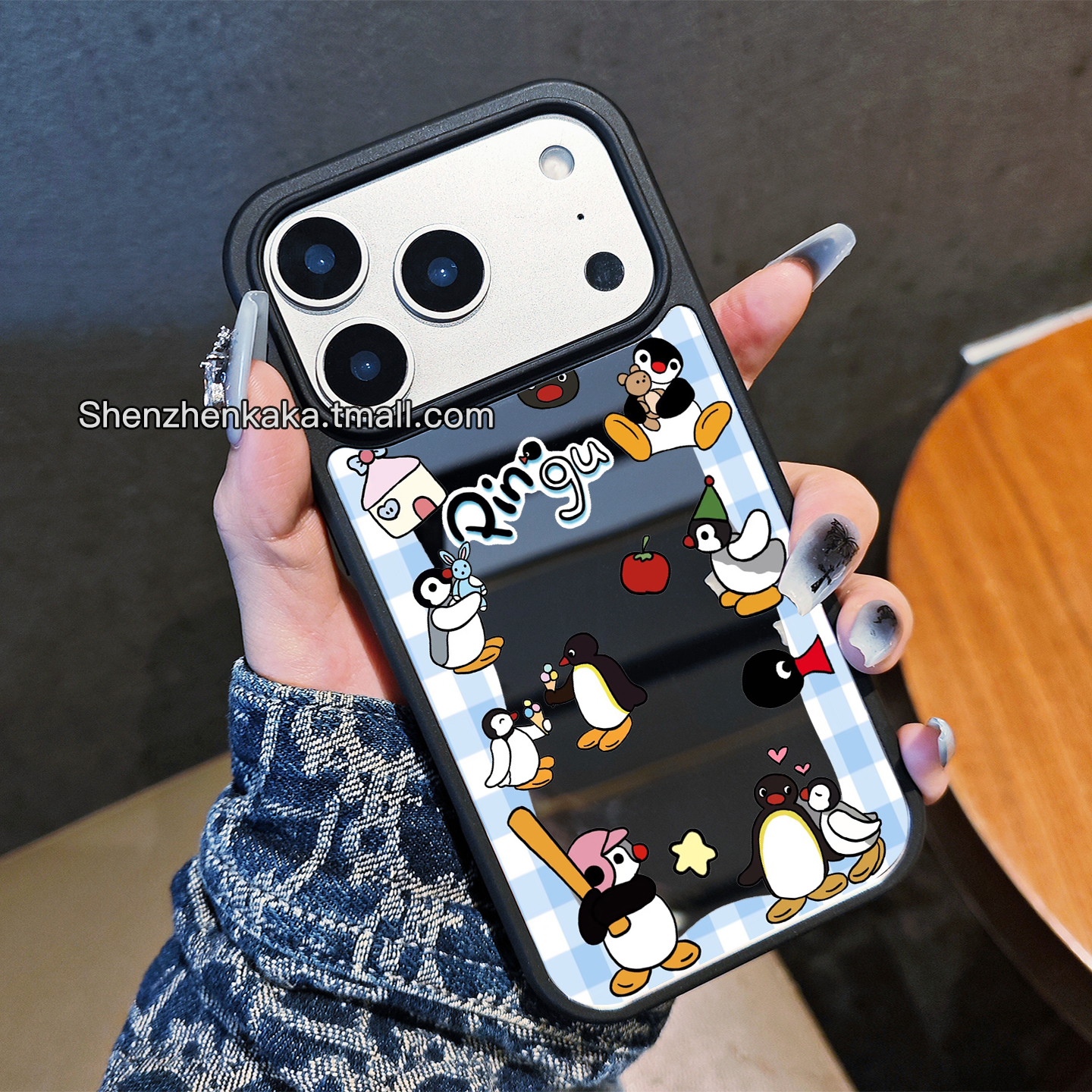 企鹅Pingu带镜子17promax手机壳Magsafe磁吸适用iphone16欧美动画15plus卡通可爱苹果13小众女款14promax防摔
