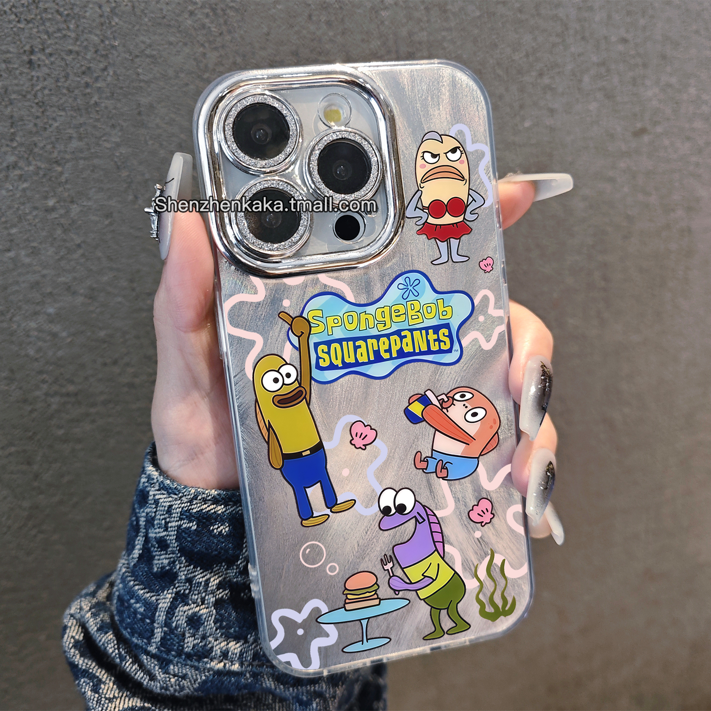 苹果17比奇堡iphone16pro手机壳搞怪路人鱼小米15带镜头膜pura80/mate70适用vivox200全包防摔opporeno14女款