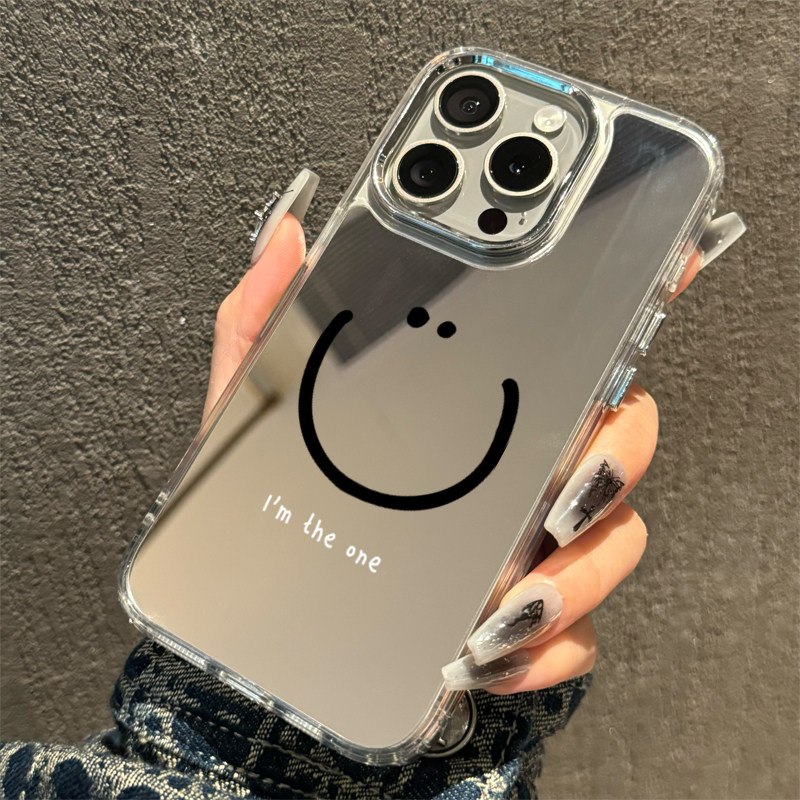 I'm the one笑脸镜面适用苹果14手机壳新款iphone17promax创意13简约高档12防摔16全包15pro网红xsmax/xr小众