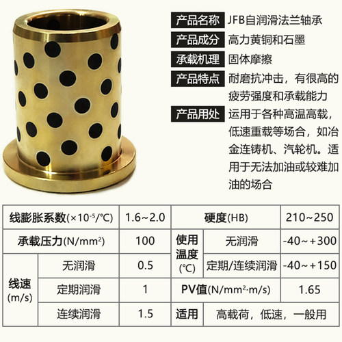 JFB0810 0812 1012 1014肩型无油法兰衬套自润滑轴承石墨铜套轴套