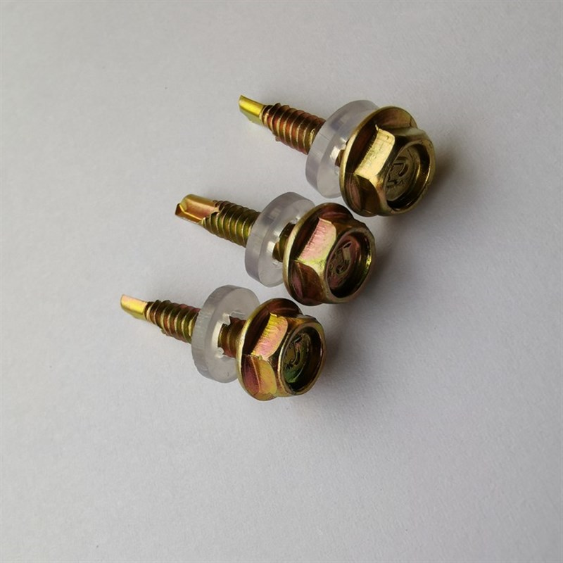 外六角钻尾 彩钢瓦自钻螺丝钉套筒 带垫彩锌燕尾钉加长自攻钉m8