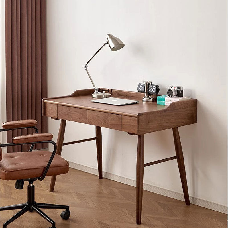 黑胡桃木书桌梳妆台实木北欧风日式樱桃电脑工作台网红小户型家具