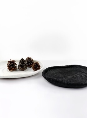现代简约轻奢树脂肌理托盘样板房客厅茶几收纳桌面家居装饰品摆件